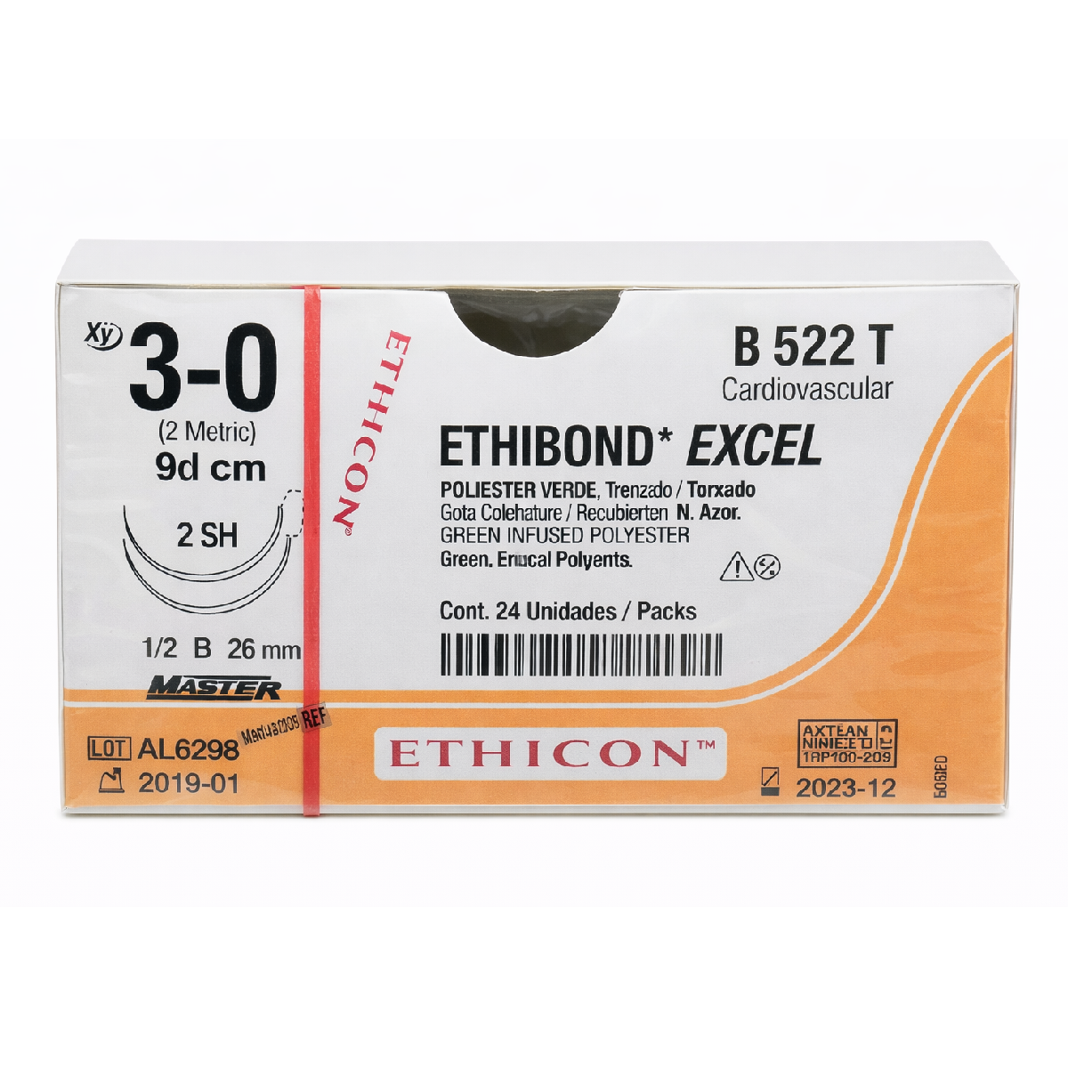 Ethibond* Excel Calibre 3/0 de Longitud 90 cm Aguja SH D/A